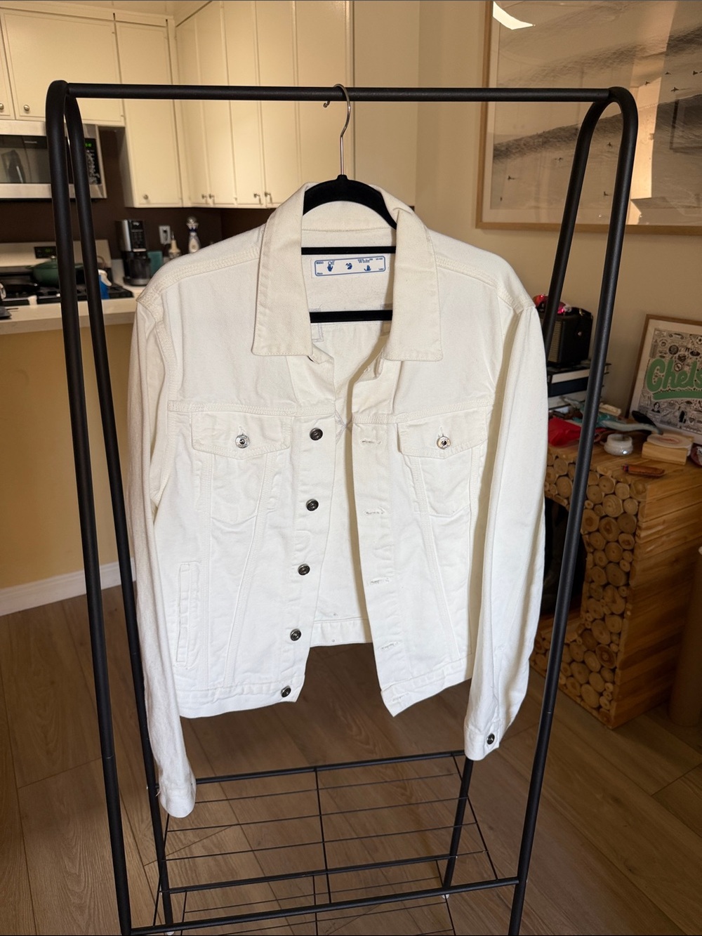 OFF-WHITE c/o Virgil Abloh White Denim Jacket Arrows Graphic Size Medium